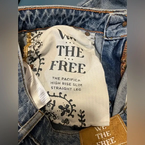 Free Peoplw We The Free The Pacifica High Rise Slim Straight Leg Jeans - Picture 11 of 12
